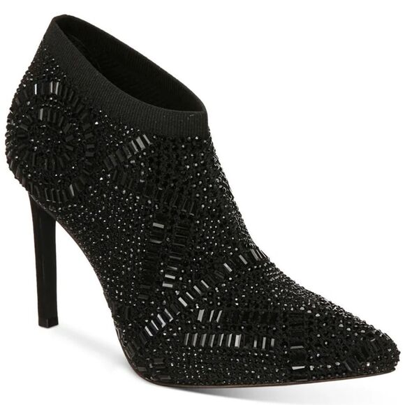 Thalia Sodi Karmen Black Embellished Heeled Booties size 5, fits like a 6 - Picture 1 of 11